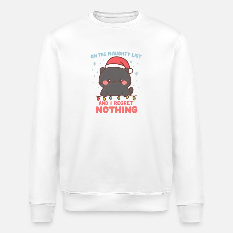 Freche Katze Weihnachten Bereue nichts - Stanley/Stella Unisex Bio-Sweatshirt ROLLER - Weiß