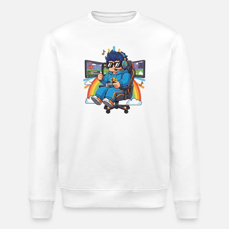 Streamer cool jouant à des jeux - Sweat bio ROLLER Stanley/Stella Unisexe - blanc