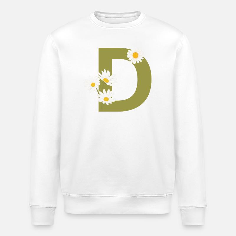 Lettre d vert marguerites - Sweat bio ROLLER Stanley/Stella Unisexe - blanc