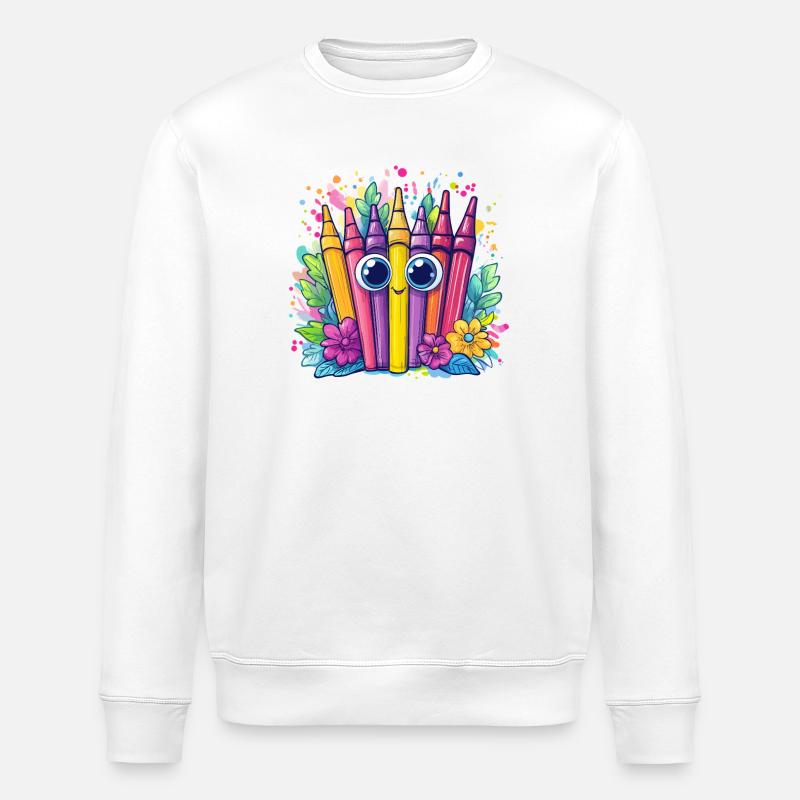 Bunte Stifte Fröhliche Farben - Stanley/Stella Unisex Bio-Sweatshirt ROLLER - Weiß