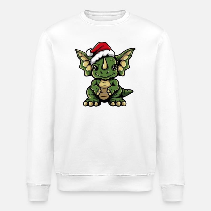 Dinosaurier triceratops Weihnachten - Stanley/Stella Unisex Bio-Sweatshirt ROLLER - Weiß