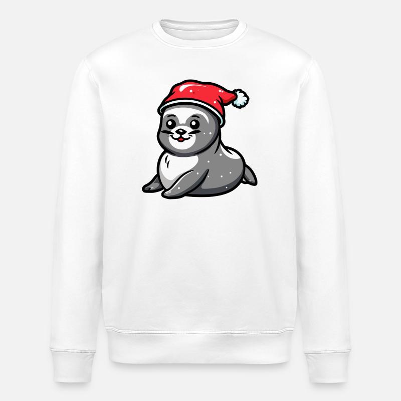 Robbe Tier Weihnachten - Stanley/Stella Unisex Bio-Sweatshirt ROLLER - Weiß