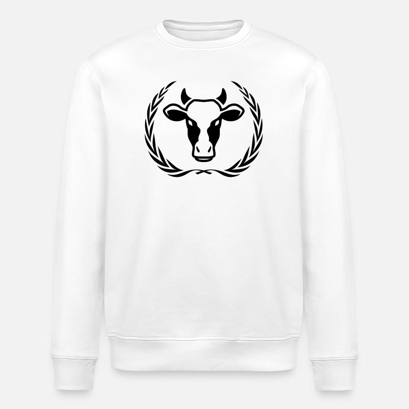 Kuh Kopf Symbol Kranz - Stanley/Stella Unisex Bio-Sweatshirt ROLLER - Weiß