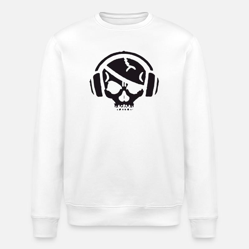 Crâne avec casque - Sweat bio ROLLER Stanley/Stella Unisexe - blanc
