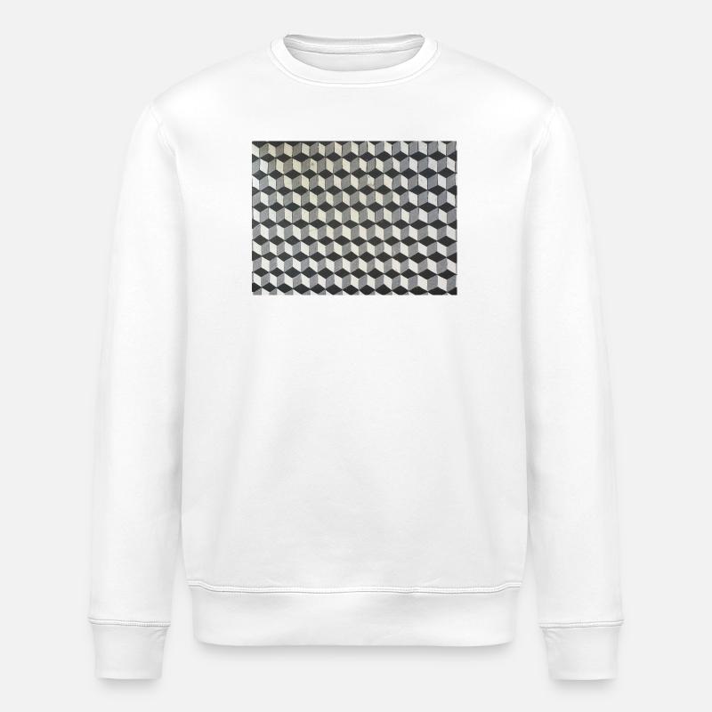 Three-dimensional cubes grayscale - Stanley/Stella ROLLER Unisex Organic Sweatshirt - white
