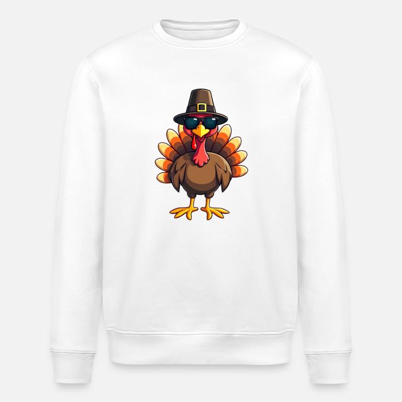 Thanksgiving Lustiger Thanksgiving Truthahn - Stanley/Stella Unisex Bio-Sweatshirt ROLLER - Weiß
