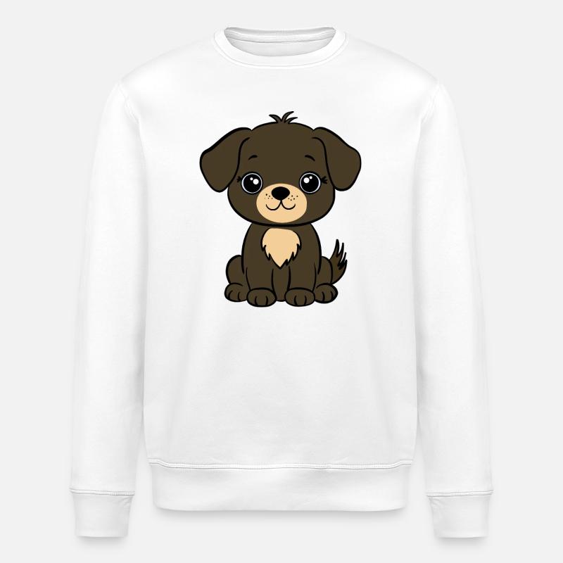 Brauner Welpe  - Stanley/Stella Unisex Bio-Sweatshirt ROLLER - Weiß