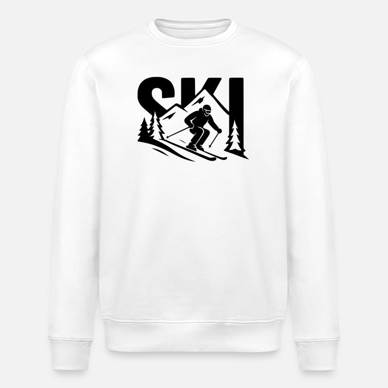 Ski Abfahrt Berg Design - Stanley/Stella Unisex Bio-Sweatshirt ROLLER - Weiß