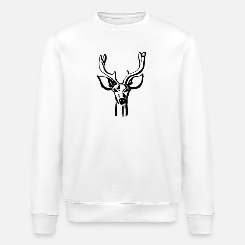 Hirschkopf Linienstil - Stanley/Stella Unisex Bio-Sweatshirt ROLLER - Weiß