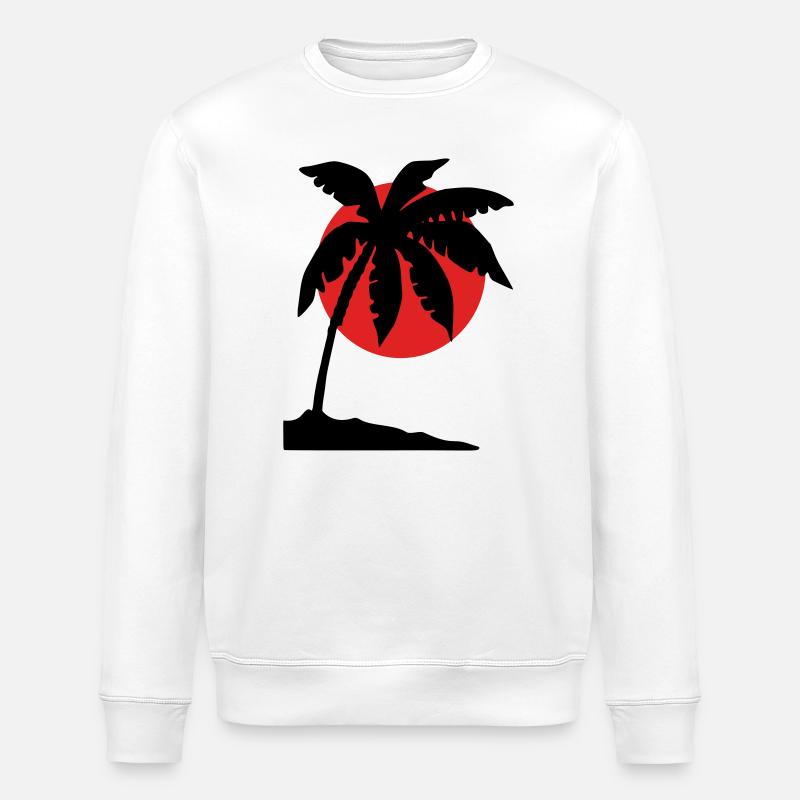 Palm Tree Sunset – Tropical Silhouette - Stanley/Stella ROLLER Unisex Organic Sweatshirt - white