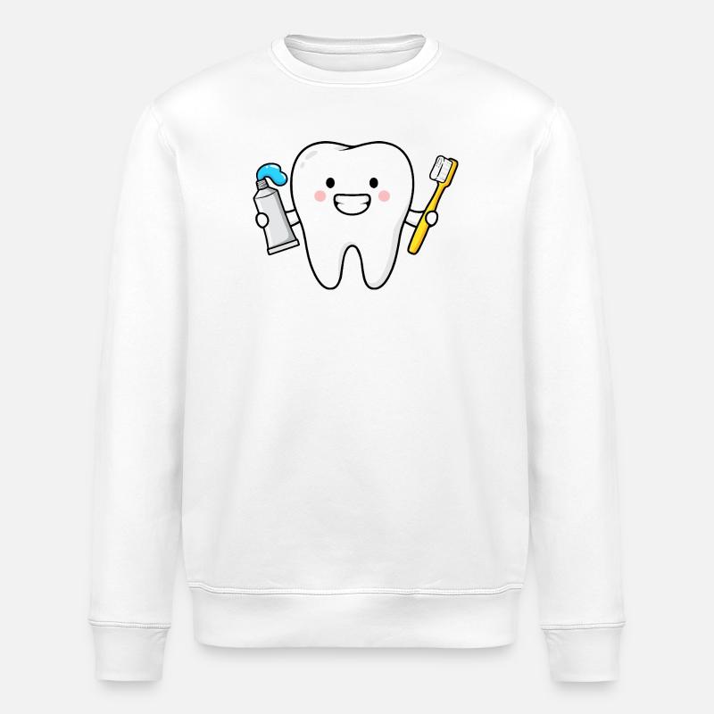 Dent mignonne avec brosse à dents - Sweat bio ROLLER Stanley/Stella Unisexe - blanc