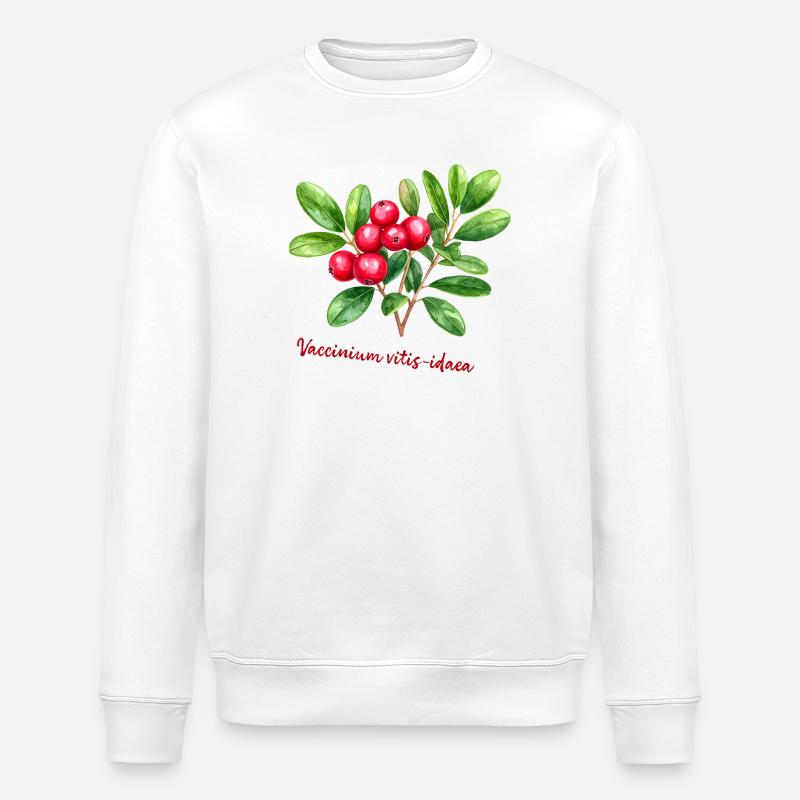 Vaccinium vitis-idaea – botanisches Aquarell - Stanley/Stella Unisex Bio-Sweatshirt ROLLER - Weiß