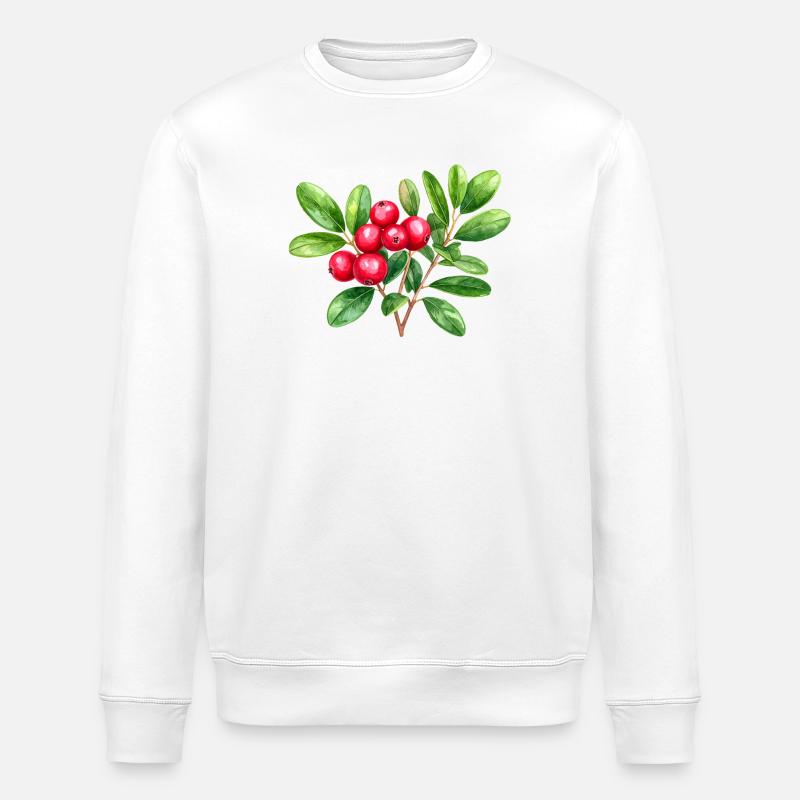 Preiselbeere – botanisches Aquarell - Stanley/Stella Unisex Bio-Sweatshirt ROLLER - Weiß