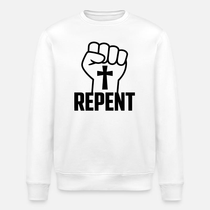 Repentir - Logo du Christianisme Saint - Sweat bio ROLLER Stanley/Stella Unisexe - blanc