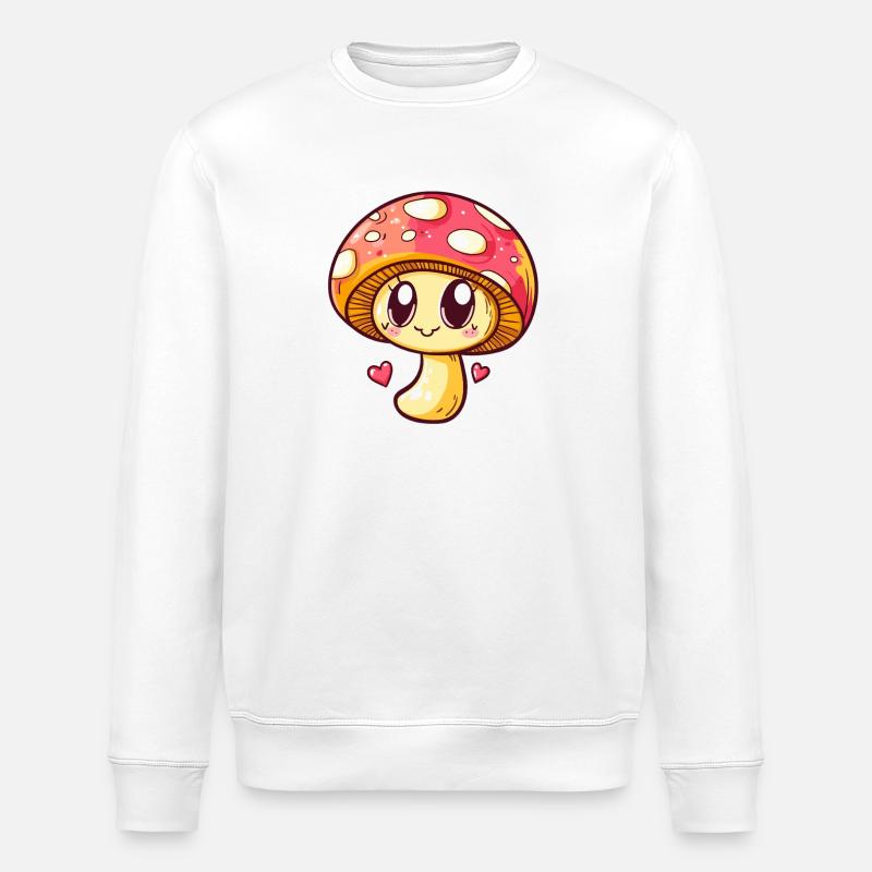 Illustration de cœur de champignon kawaii - Sweat bio ROLLER Stanley/Stella Unisexe - blanc