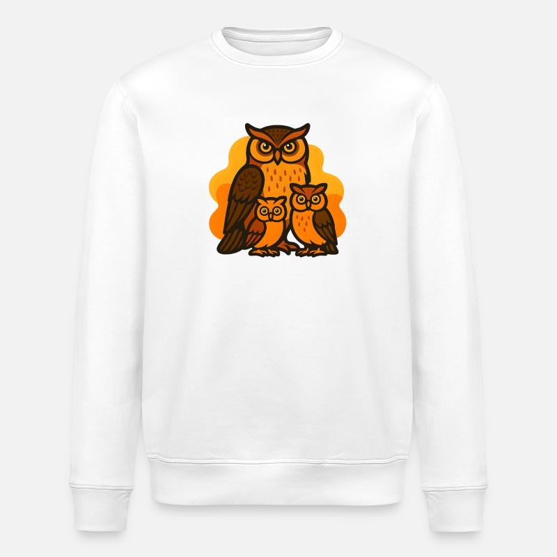 Eule mit seiner Familie - Stanley/Stella Unisex Bio-Sweatshirt ROLLER - Weiß