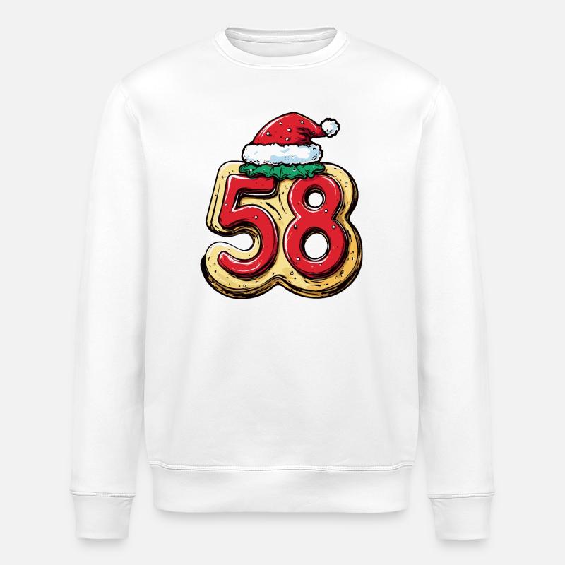 58 Numéro Biscuit Noël - Sweat bio ROLLER Stanley/Stella Unisexe - blanc