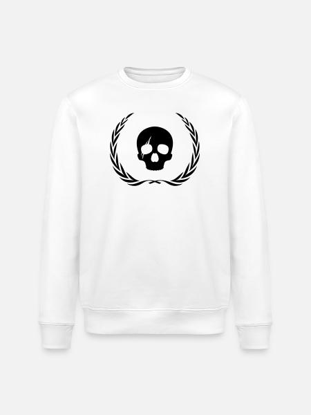 Skeleton Skull Wreath - Stanley/Stella ROLLER Unisex Organic Sweatshirt - white