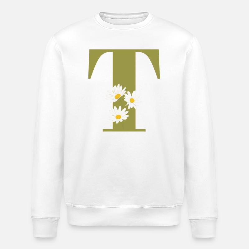 Buchstabe t grüne Gänseblümchen - Stanley/Stella Unisex Bio-Sweatshirt ROLLER - Weiß