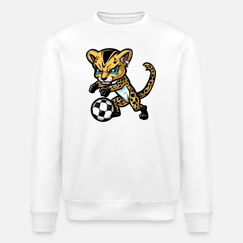 Gepard Fußball Comic - Stanley/Stella Unisex Bio-Sweatshirt ROLLER - Weiß