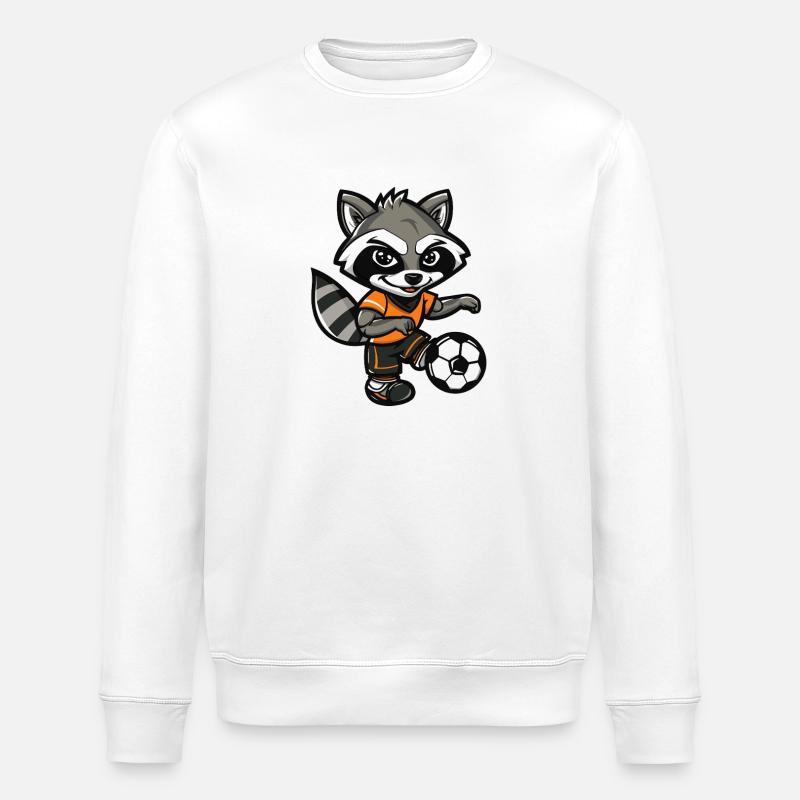 Waschbär Fußball-Maskottchen  - Stanley/Stella Unisex Bio-Sweatshirt ROLLER - Weiß