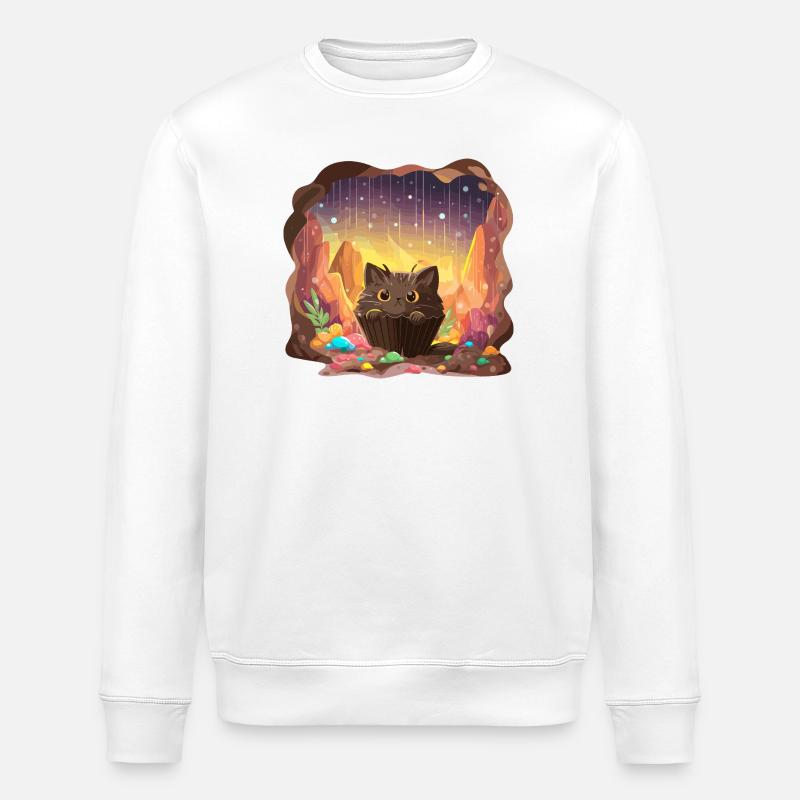 Cat Cake Crystal Cave - Stanley/Stella ROLLER Unisex Organic Sweatshirt - white