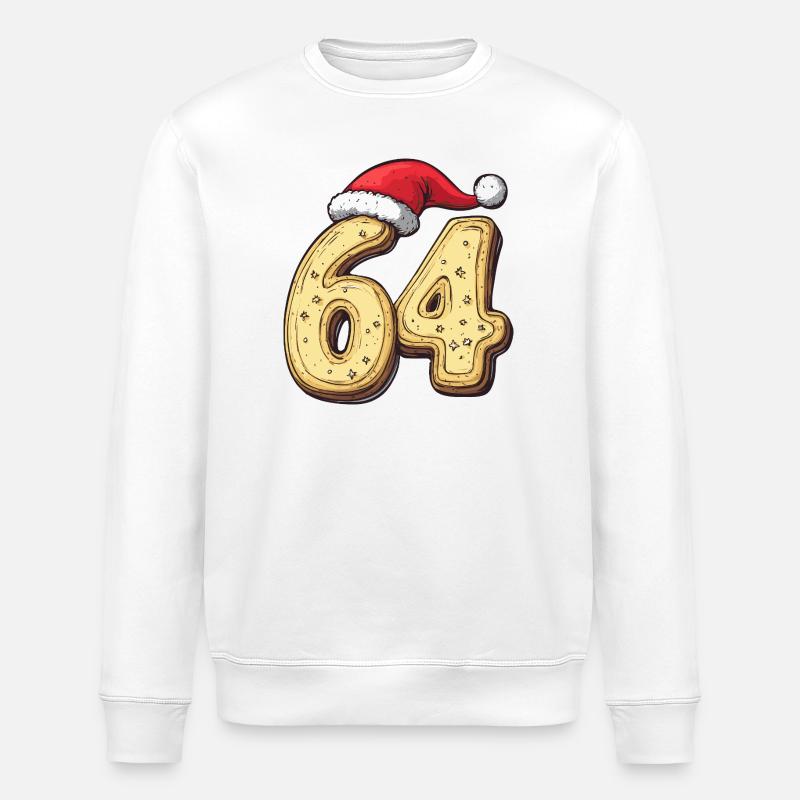 64 chiffres Cookie Noël - Sweat bio ROLLER Stanley/Stella Unisexe - blanc