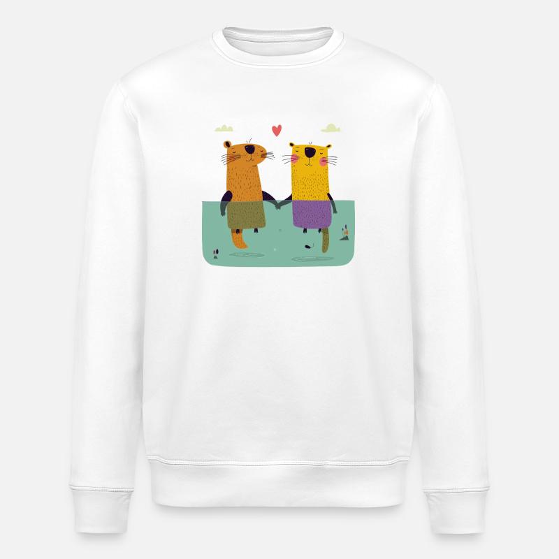 Zwei verliebte Otter - Stanley/Stella Unisex Bio-Sweatshirt ROLLER - Weiß