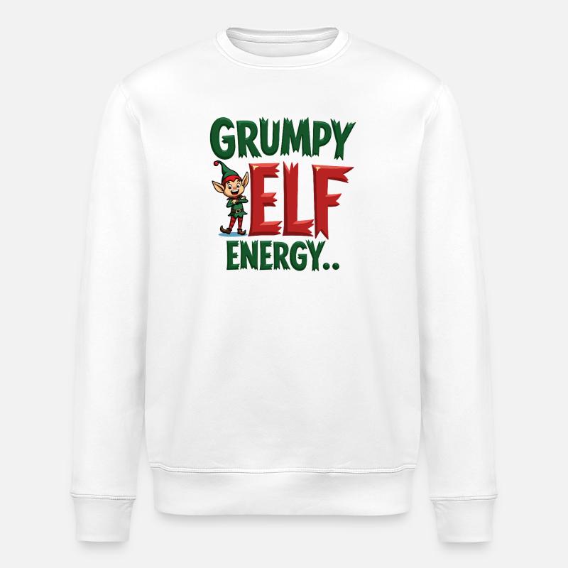 Grumpy Elf Energy Grumpy Imp - Stanley/Stella ROLLER Unisex Organic Sweatshirt - white