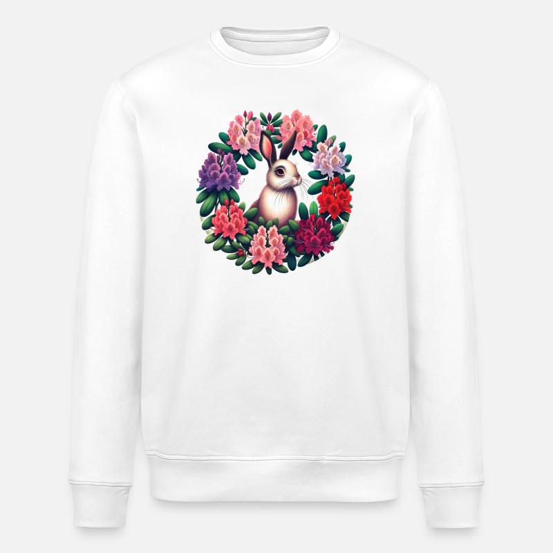 Lapin floral circulaire - Sweat bio ROLLER Stanley/Stella Unisexe - blanc