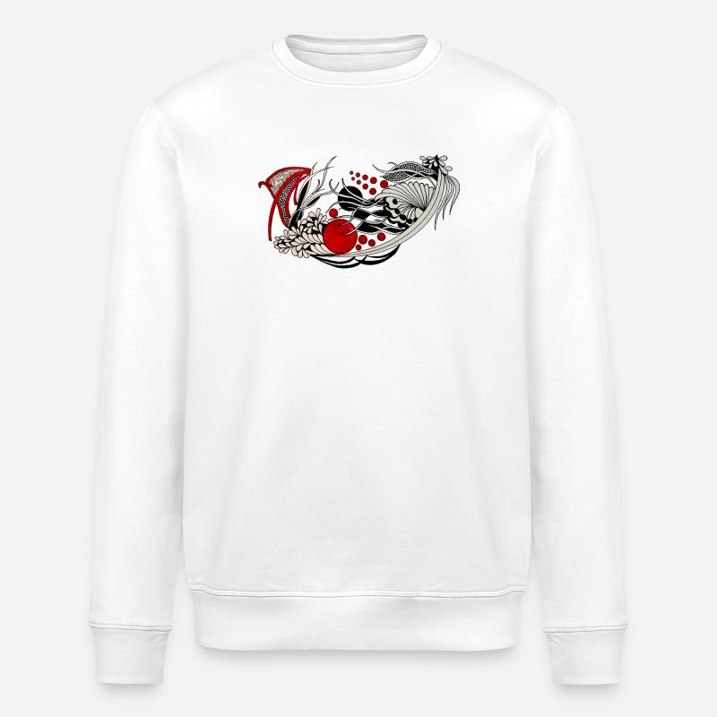 Flowing Flower Shell Waves - Stanley/Stella ROLLER Unisex Organic Sweatshirt - white