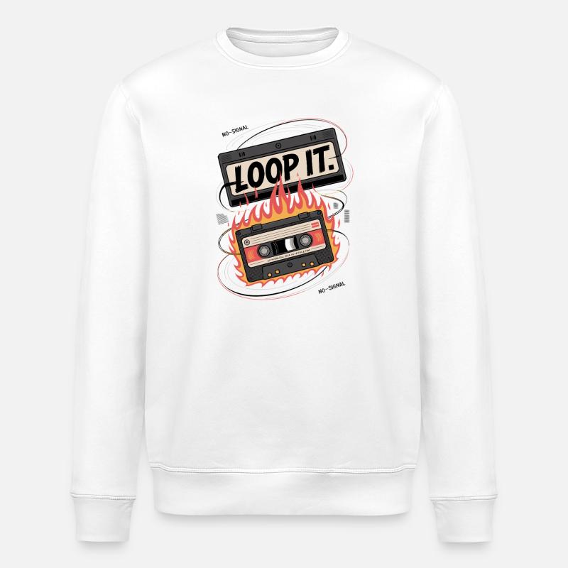 Loop It Flames Cassette - Stanley/Stella ROLLER Unisex Organic Sweatshirt - white