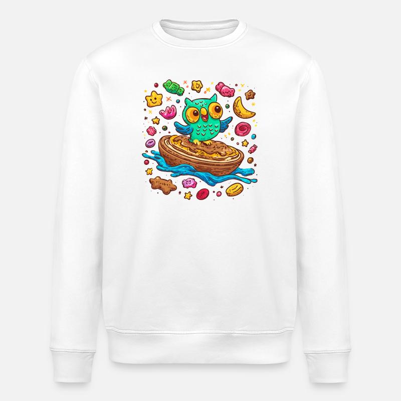 Frühstücks-Eulenfreude - Stanley/Stella Unisex Bio-Sweatshirt ROLLER - Weiß