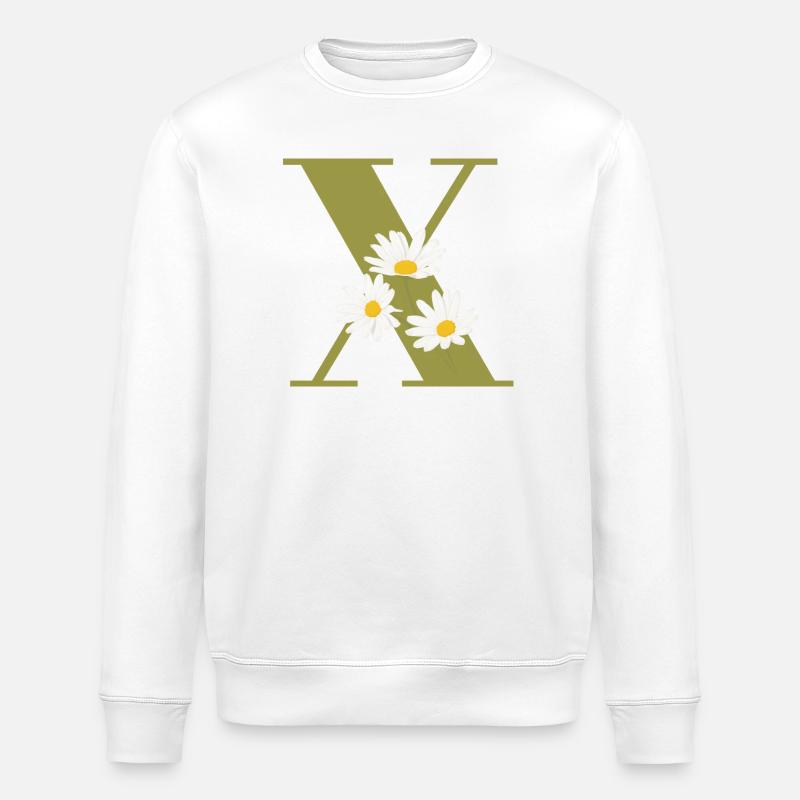 Buchstabe x Grüne Gänseblümchen - Stanley/Stella Unisex Bio-Sweatshirt ROLLER - Weiß