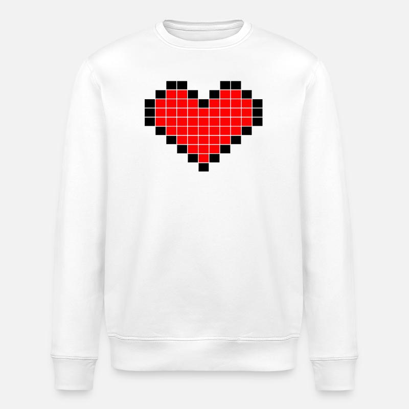 Pixel-Art-Herz - Stanley/Stella Unisex Bio-Sweatshirt ROLLER - Weiß