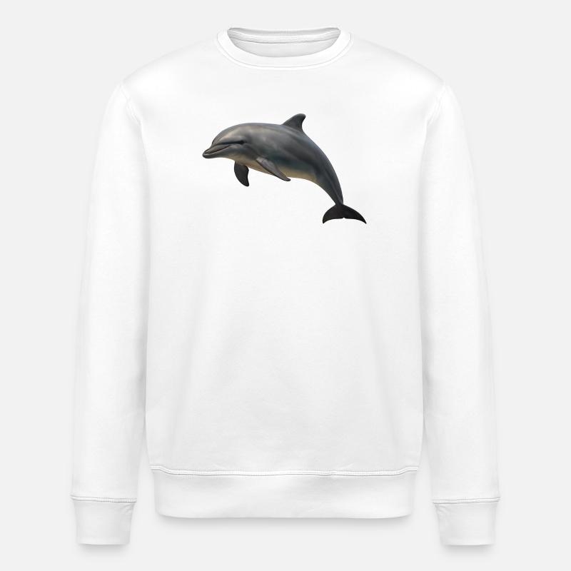 Delfin in sanften Farbtönen - Stanley/Stella Unisex Bio-Sweatshirt ROLLER - Weiß
