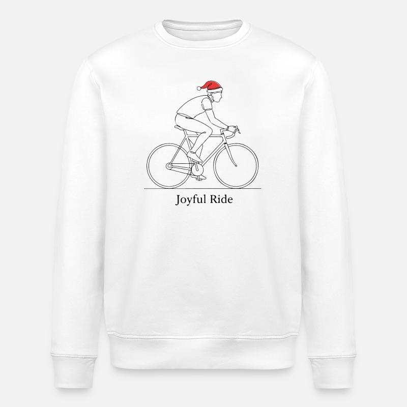 Joyful Ride Santa Radfahrer - Stanley/Stella Unisex Bio-Sweatshirt ROLLER - Weiß