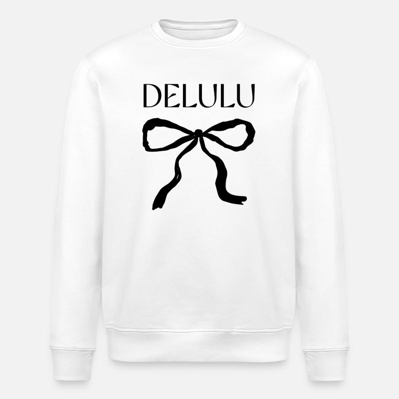 Delulu Spruch mit Schleife - Stanley/Stella Unisex Bio-Sweatshirt ROLLER - Weiß