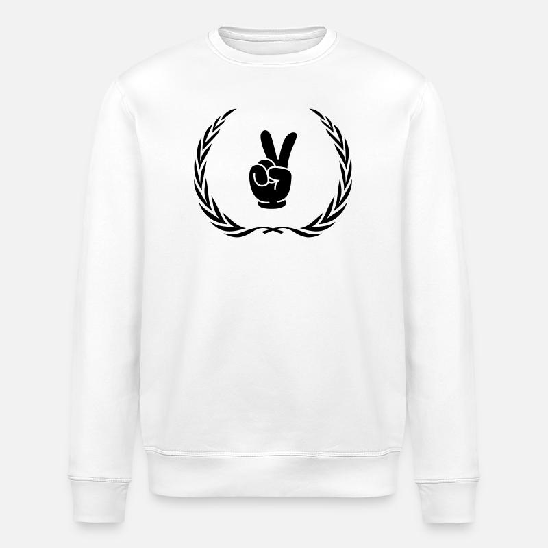 Peace Hand Comic Wreath - Stanley/Stella ROLLER Unisex Organic Sweatshirt - white