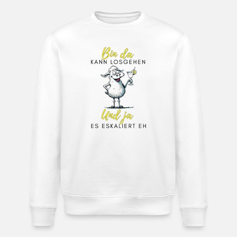 Bin da Und ja Partyschaf - Stanley/Stella Unisex Bio-Sweatshirt ROLLER - Weiß