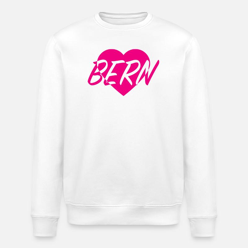 I LOVE BERN Heart Pattern - Stanley/Stella ROLLER Unisex Organic Sweatshirt - white
