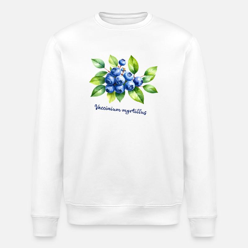 Blaubeere – botanische Illustration - Stanley/Stella Unisex Bio-Sweatshirt ROLLER - Weiß