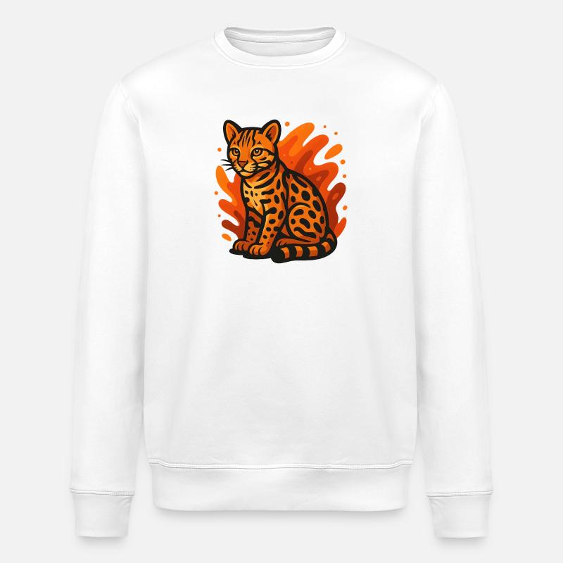 Flaming Ocelot - Stanley/Stella ROLLER Unisex Organic Sweatshirt - white