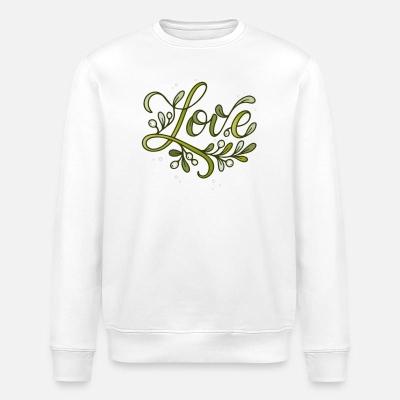 Love Schriftzug mit Mistelzweigen - Stanley/Stella Unisex Bio-Sweatshirt ROLLER - Weiß