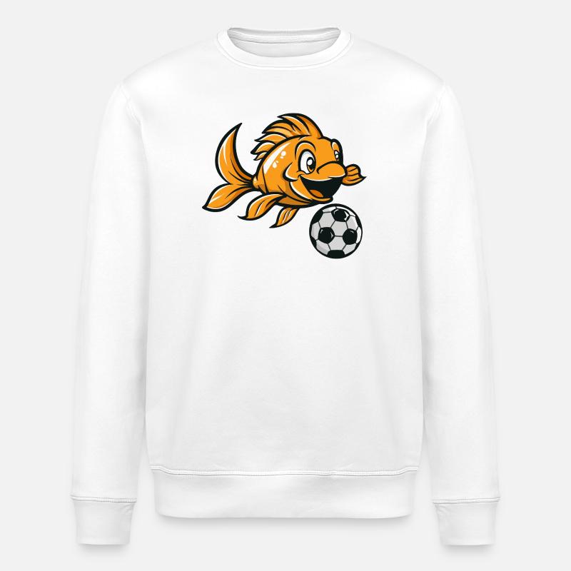 Goldfisch Kicker mit Fußball - Stanley/Stella Unisex Bio-Sweatshirt ROLLER - Weiß