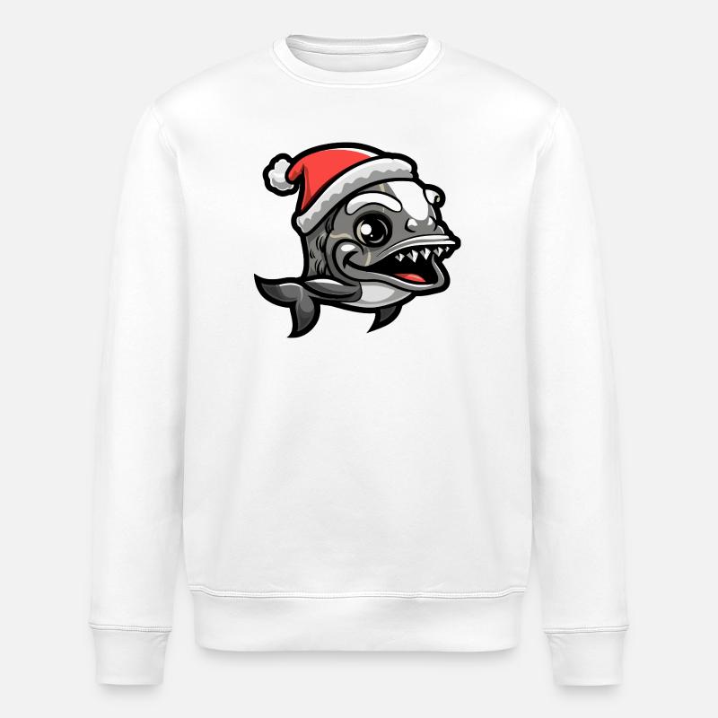 Noël de poisson piranha - Sweat bio ROLLER Stanley/Stella Unisexe - blanc
