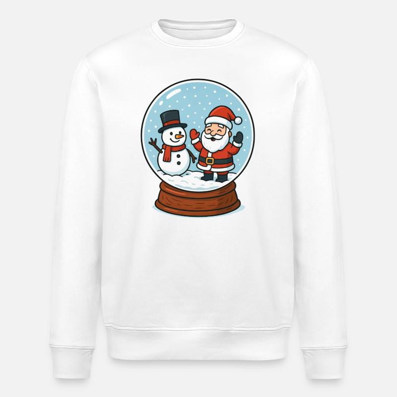 Snow Globe Magic: Santa & Snowman - Stanley/Stella ROLLER Unisex Organic Sweatshirt - white