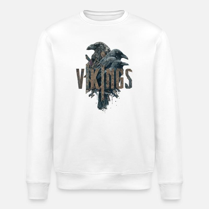 Odin-Crows-Vikings-Sword-Edda - Stanley/Stella ROLLER Unisex Organic Sweatshirt - white