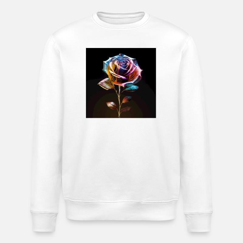 Regenbogenrose Metallglanz - Stanley/Stella Unisex Bio-Sweatshirt ROLLER - Weiß