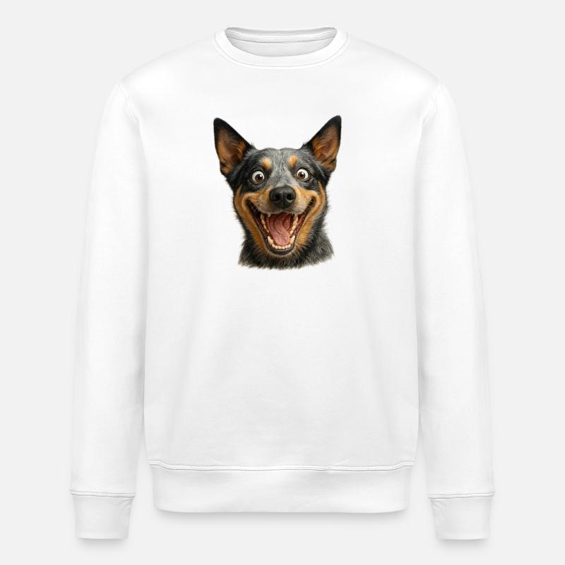 Lachender Hundekopf - Stanley/Stella Unisex Bio-Sweatshirt ROLLER - Weiß